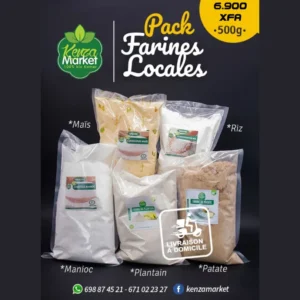 Image montrant les cinq farines du Pack Farines Locales Kenza Market « Pack farines locales – tradition, diversité et nutrition » 