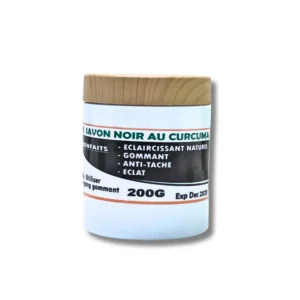 Savon noir au curcuma naturel – flacon 100 ml pour exfoliation et éclat cutané naturel.